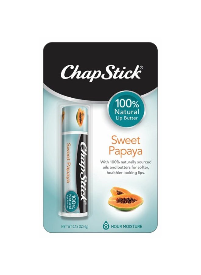 chapstick Papaya 100% Natural Lip Butter Tube, Lip Balm - 0.15 Oz, Non-Tinted, Sweet Papaya  - Image 1
