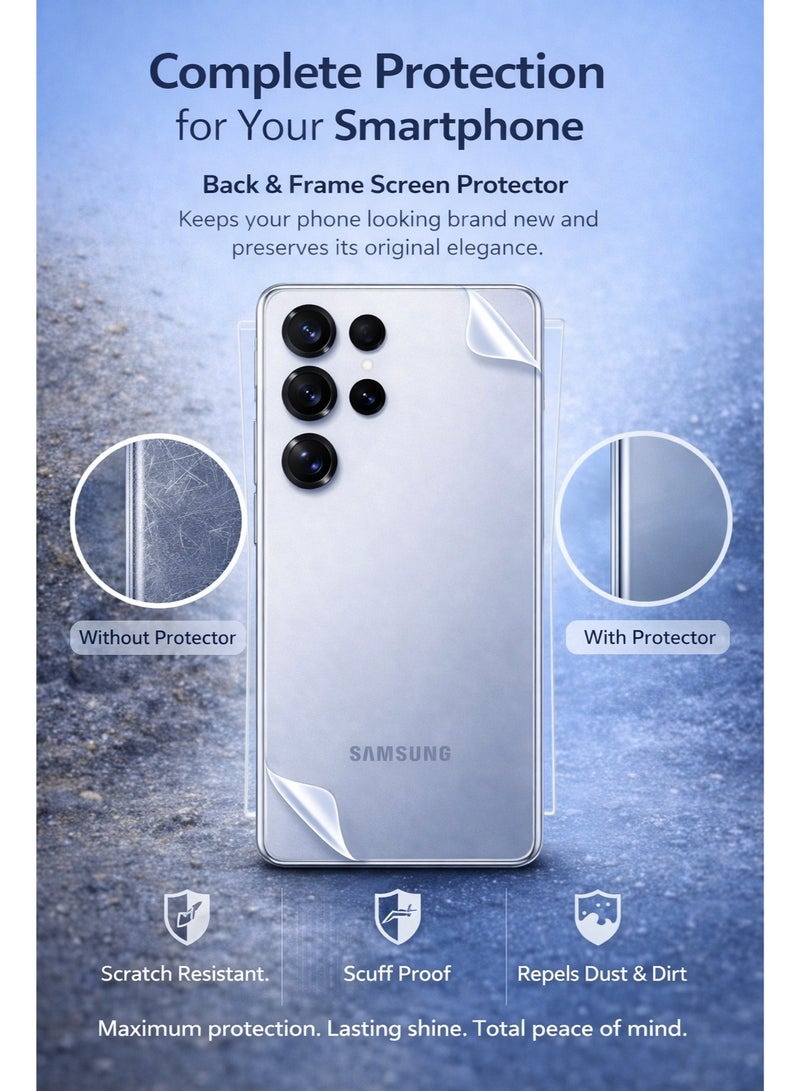 إسكرينة لحماية الظهر والفريم من الخدوش والتكاحيت لهاتف سامسونج S25 الترا - Samsung S25 Ultra – حمايه كامله بملمس ناعم ومظهر أنيق تحافظ على شكل الهاتف الأصلي - Image 1