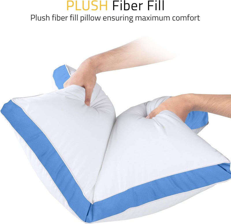Utopia Bedding Bed Pillows for Sleeping, King Size, Set of 2, Cooling Hotel Quality, Gusseted Pillow for Back, Stomach or Side Sleepers (Blue) - Image 4