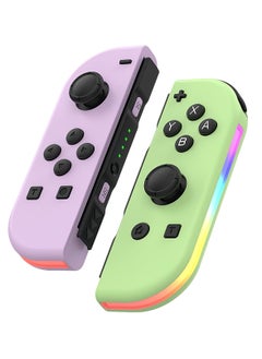 Joy Cons Wireless Controller for Nintendo Switch, Replacement for Switch Joypad with RGB Light, Joystick Support Double Vibration/Wake-up/Screenshot (Pink)