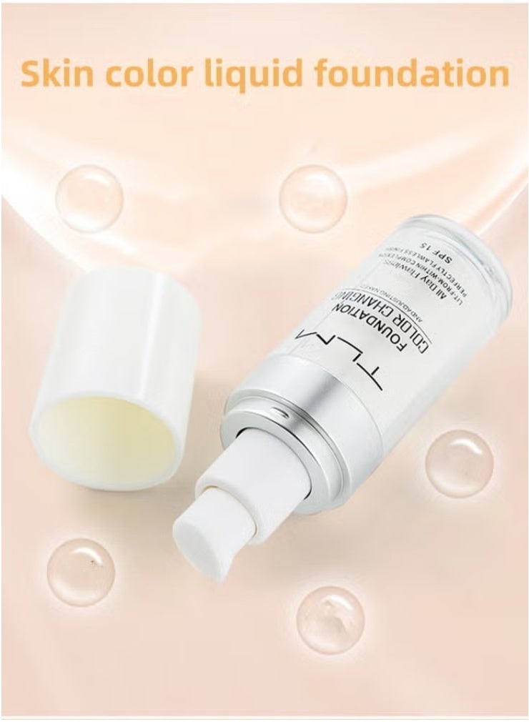 TLM Colour Changing Foundation for Different Skin Tone, Foundation Makeup Base Nude Face Liquid Full Coverage Concealer, TLM Concealer Cover Cream, SPF15 - Image 2