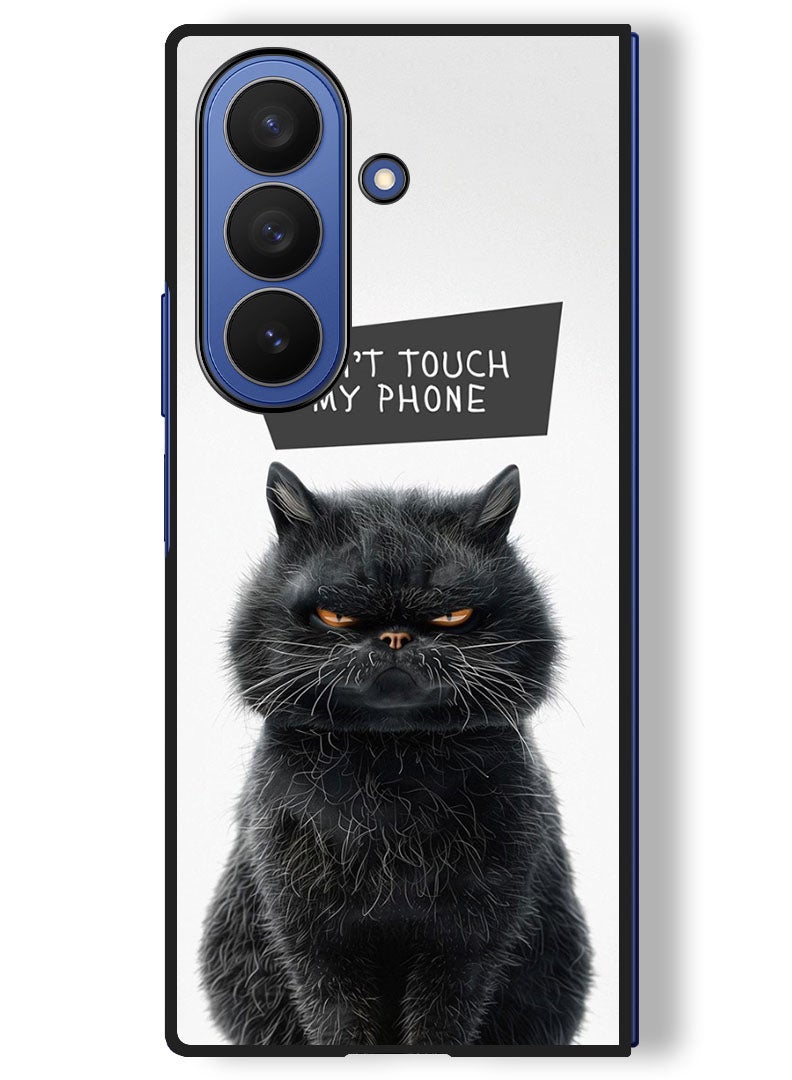 Theodor Case Compatible with Samsung Galaxy Z Fold 7 - 8 Inch Protection Shockproof Bumper Cover Dont Touch My Phone Cat - Image 1