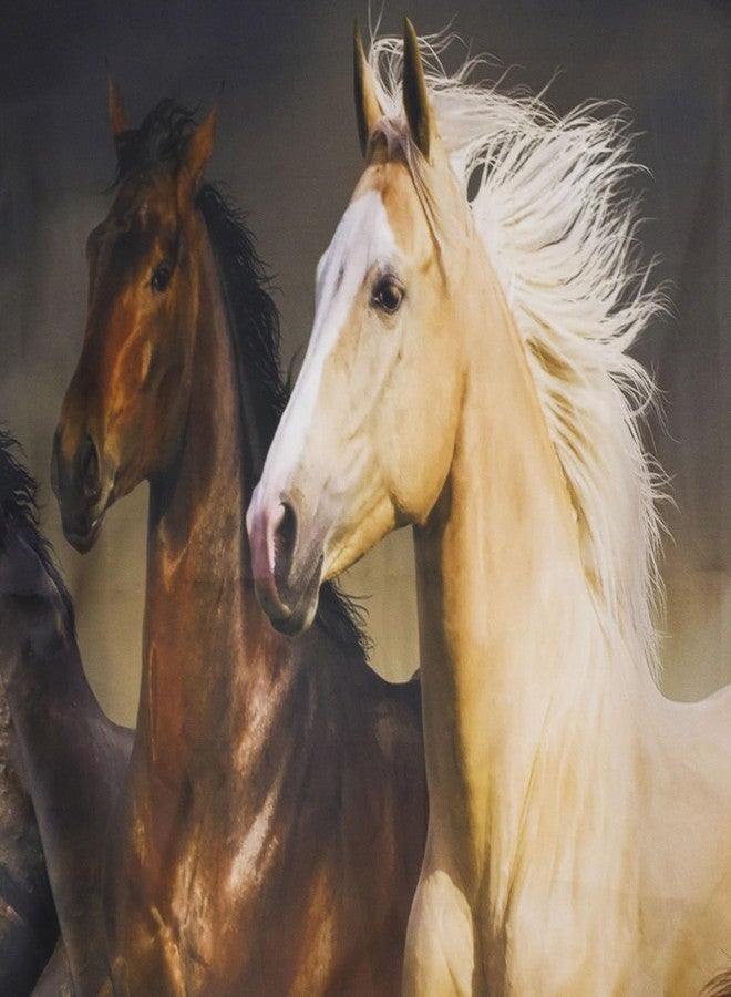 LB Horse Shower Curtain, Western Funny Masculine Stallion Horses Run in Farm Field Animal Farmhouse Shower Curtain Set with Hooks, Polyester Horse Fabric Bathroom Decor 72x72 Inch - Image 5