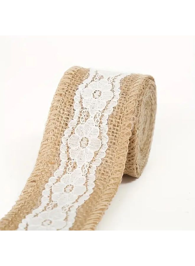 Style 2 Color Lace Burlap Roll 118.11 Inch For Christmas Wedding Crafts Decor - Image 3