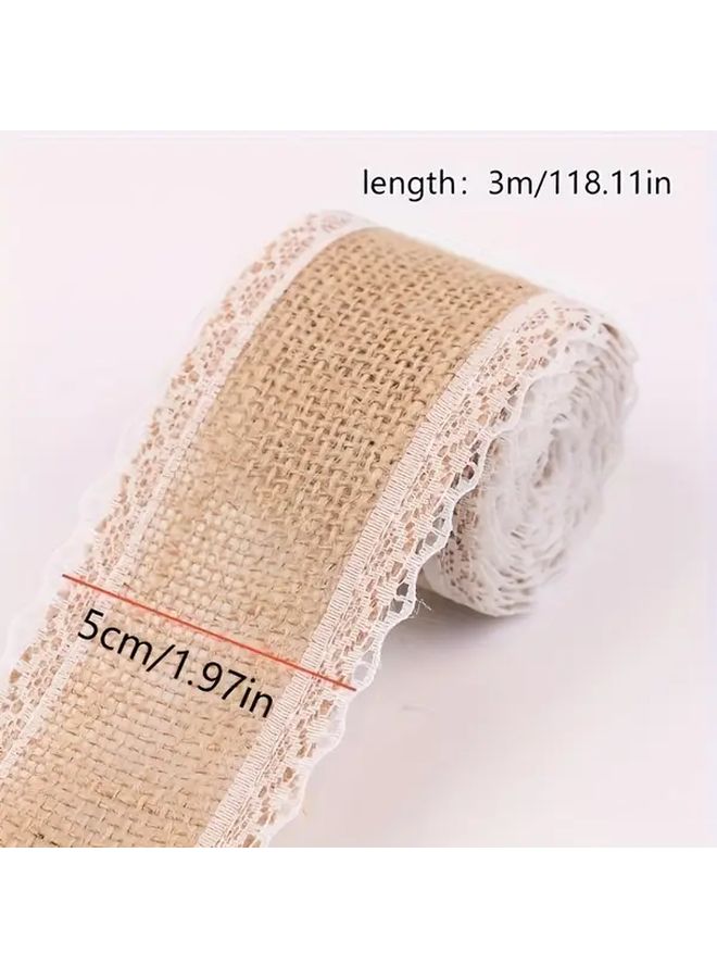Style 2 Color Lace Burlap Roll 118.11 Inch For Christmas Wedding Crafts Decor - Image 2