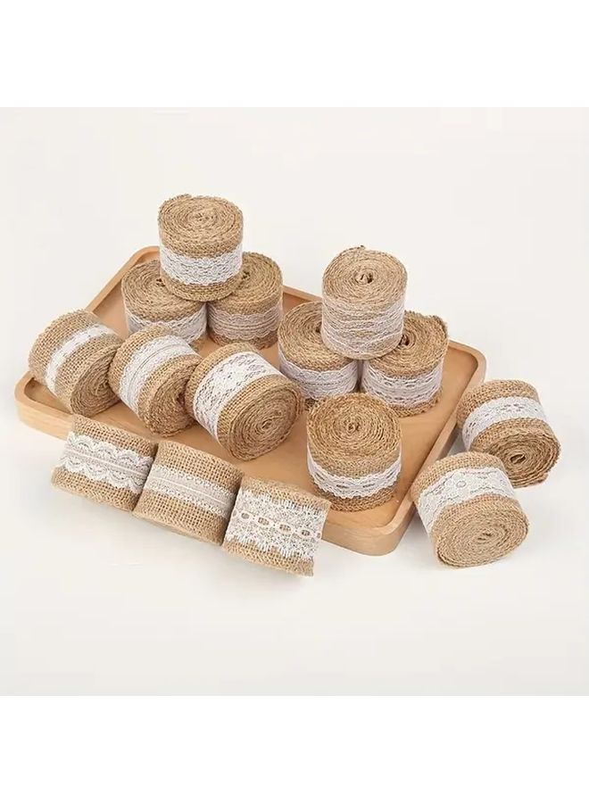 Style 2 Color Lace Burlap Roll 118.11 Inch For Christmas Wedding Crafts Decor - Image 1