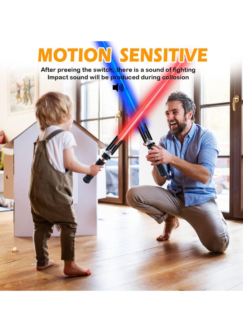 جورونب سيوف مضيئة للأطفال، سيف ضوئي مزدوج 2 في 1، مجموعة سيوف ضوئية قابلة للتمدد، مناسبة للكبار والأطفال، تنكرية، ميترويد ووريور. - Image 5