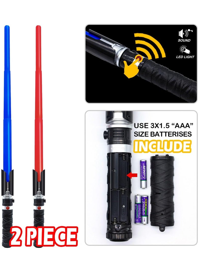 جورونب سيوف مضيئة للأطفال، سيف ضوئي مزدوج 2 في 1، مجموعة سيوف ضوئية قابلة للتمدد، مناسبة للكبار والأطفال، تنكرية، ميترويد ووريور. - Image 3