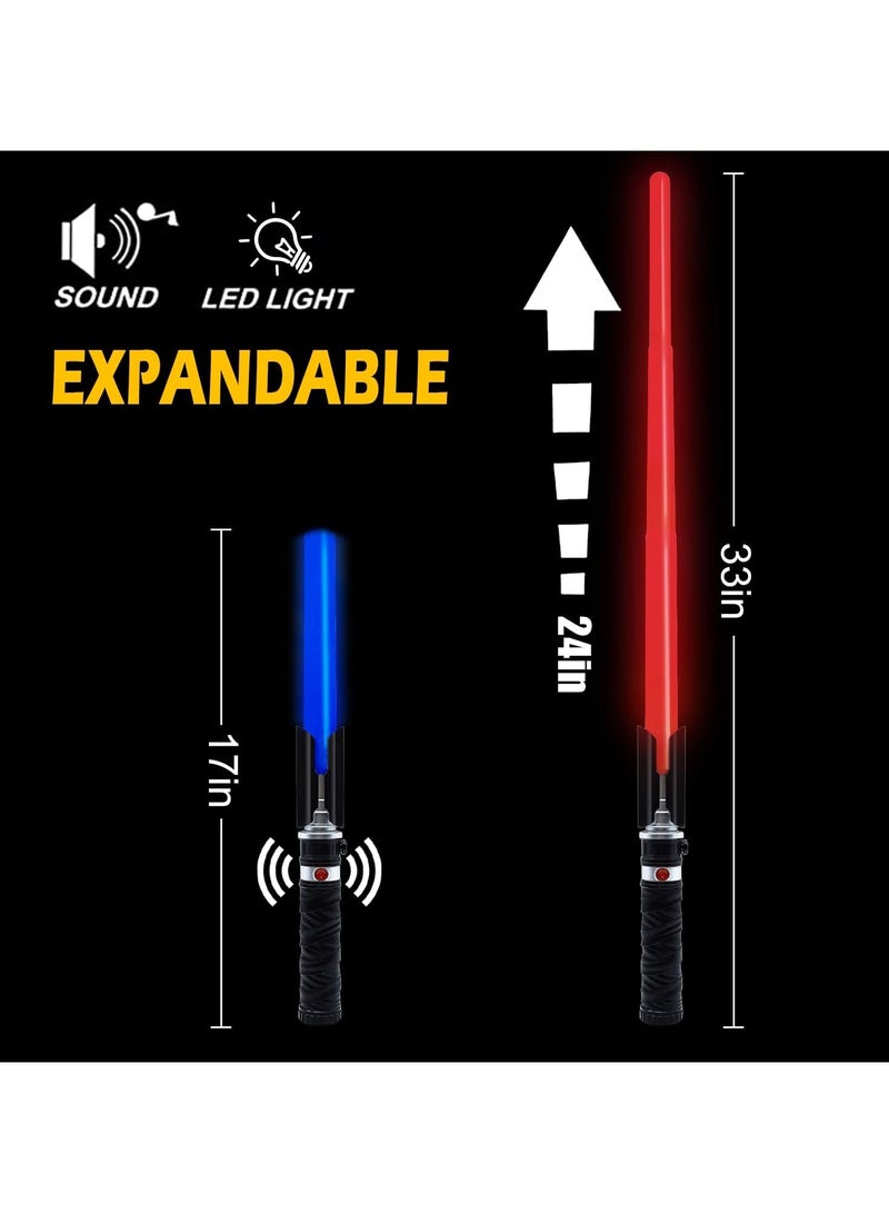 جورونب سيوف مضيئة للأطفال، سيف ضوئي مزدوج 2 في 1، مجموعة سيوف ضوئية قابلة للتمدد، مناسبة للكبار والأطفال، تنكرية، ميترويد ووريور. - Image 2