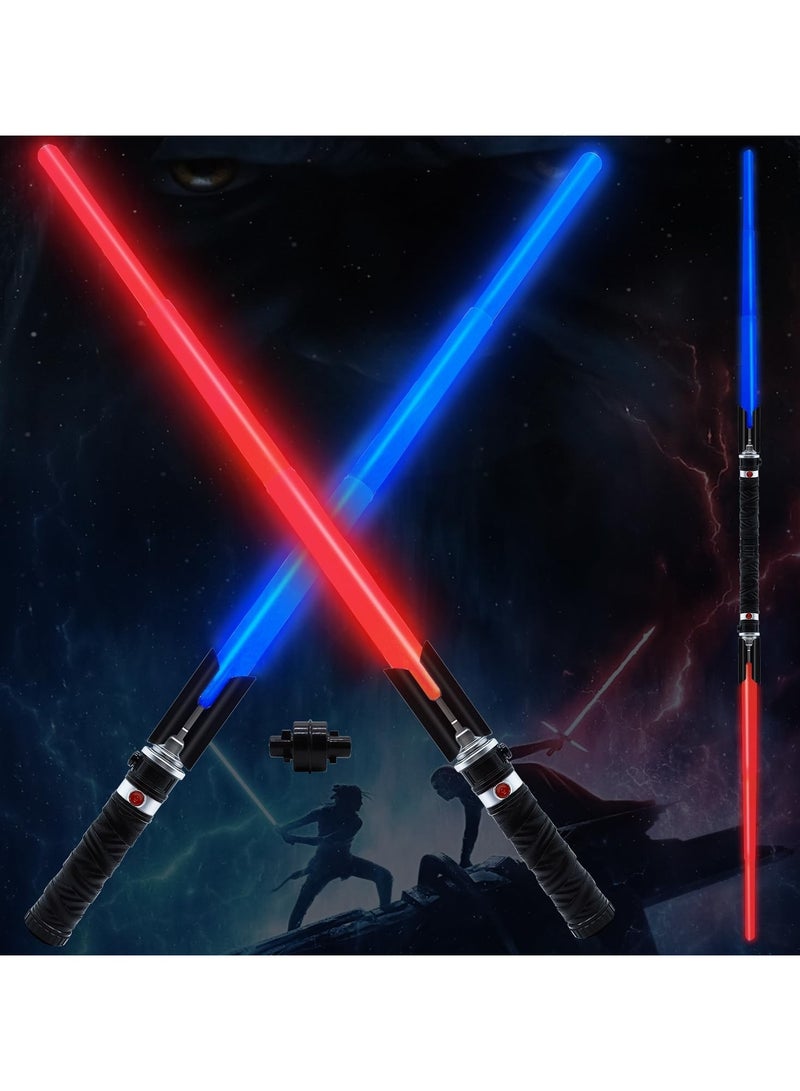 جورونب سيوف مضيئة للأطفال، سيف ضوئي مزدوج 2 في 1، مجموعة سيوف ضوئية قابلة للتمدد، مناسبة للكبار والأطفال، تنكرية، ميترويد ووريور. - Image 1