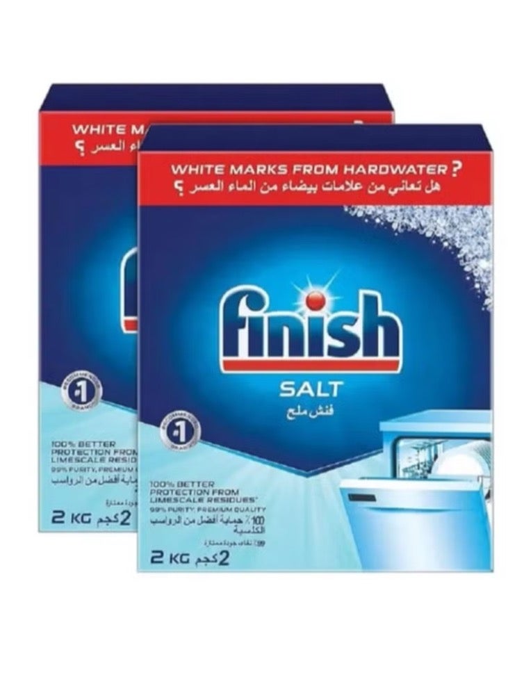 Finish Salt for Dishwashers, 100% Better Machine Protection, 2kg, 2 Pack - Image 1