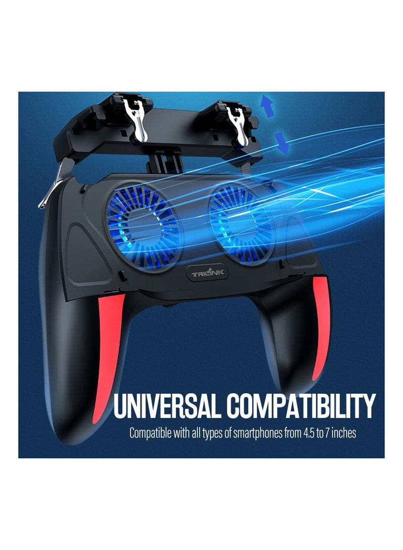Captaintech Mobile Game Controller with 5000mAh Power Bank & Cooling Fan, Phone Game Controller with L1R1 Triggers Joystick for PUBG/Call of Duty/Fortnite, Phone Gaming Grip Gamepad for 4.7-7" Android iOS Phone - Image 4