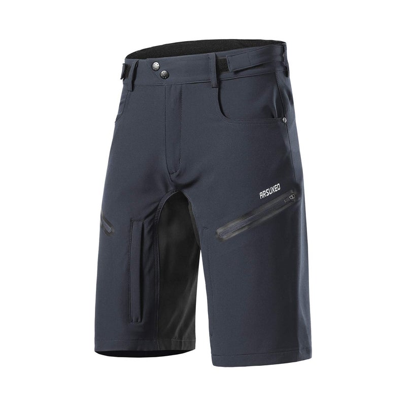 ARSUXEO Mens Bike Shorts,Cycling Shorts,Mountain Bike Shorts MTB Shorts Loose Fit with Moisture-Wicking Waistband Dark Grey Size Large