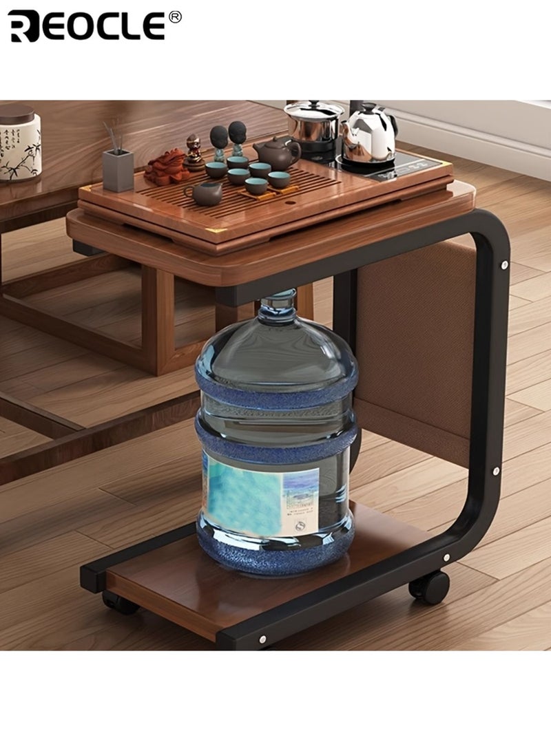 REOCLE Rolling Side Table with Storage Bag Wooden and Metal Frame Light-weighted Solid Coffee TableSofa and Bed Side Table Compact Design for Living Room Bedroom11.02''× 15.75 '' × 24.80 '' - Image 4