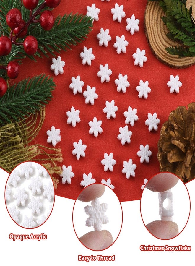 Ipotkitt 100 Pcs 4mm Hole White Acrylic Snowflake Beads for DIY Craft Xmas Winter Party Table Decor - Image 4