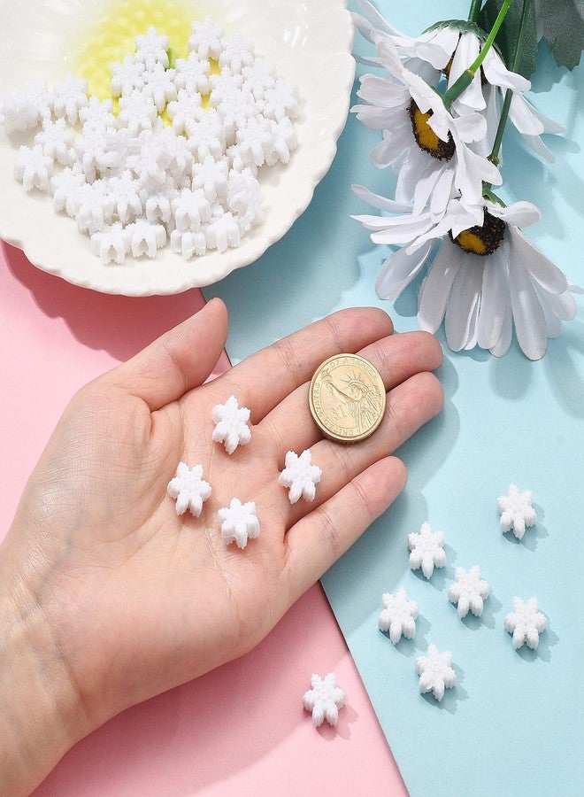 Ipotkitt 100 Pcs 4mm Hole White Acrylic Snowflake Beads for DIY Craft Xmas Winter Party Table Decor - Image 3
