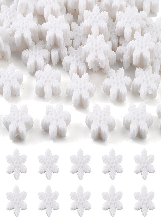Ipotkitt 100 Pcs 4mm Hole White Acrylic Snowflake Beads for DIY Craft Xmas Winter Party Table Decor - Image 1