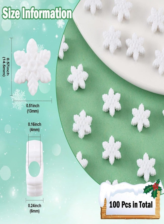 Ipotkitt 100 Pcs 4mm Hole White Acrylic Snowflake Beads for DIY Craft Xmas Winter Party Table Decor - Image 2