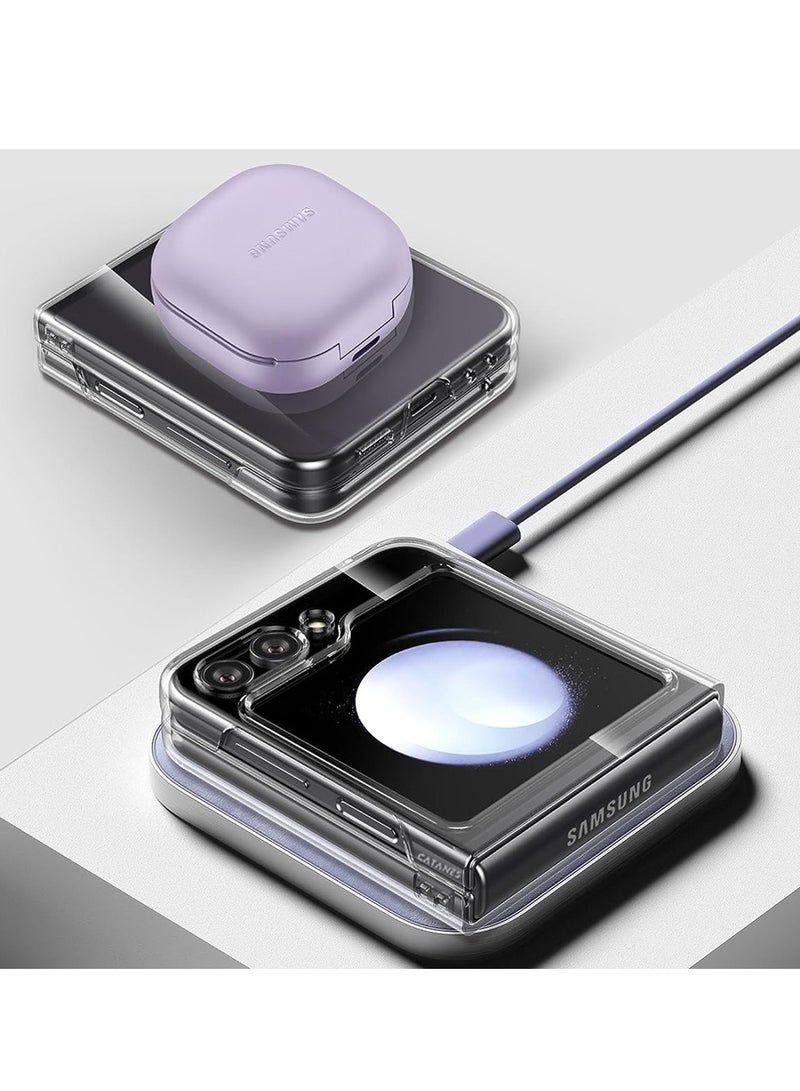 CATANES Samsung Galaxy Z Flip 5 Case Foldable Scratch Resistant and Drop Protection Anti Yellowing Clear Phone Case - Image 4