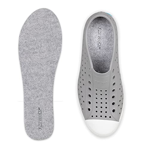 FLAT SOCKS جوارب مسطحة، جوارب غير مرئية، بطانة حذاء بدون جوارب، لا انزلاق، لا رائحة، قابلة للغسل، إدخال حذاء بدون جوارب للرجال والنساء، رمادي فاتح، كبير - Image 1