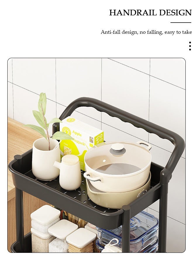 DUNISO 4-Tier Storage Cart with Wheels,Multipurpose Organizer Trolley Cart,Mobile Shelving Unit Organizer,Easily Assemble,for Kitchen, Bedroom, Bathroom, Office, Utility Cart for Snacks, Dishes, Seasonings Black - Image 4