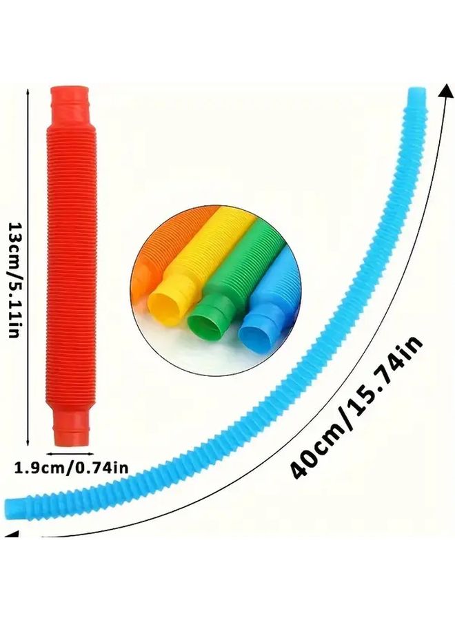 12 Colored Pop Tubes Sensory Toy Set Stretch Squawk Creative DIY Gift - Image 2