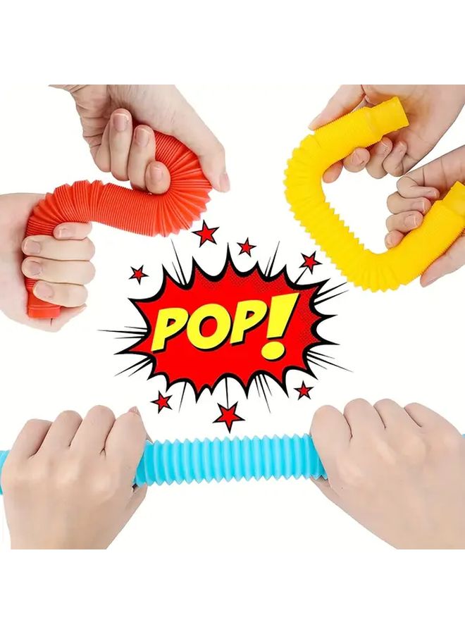 12 Colored Pop Tubes Sensory Toy Set Stretch Squawk Creative DIY Gift - Image 4