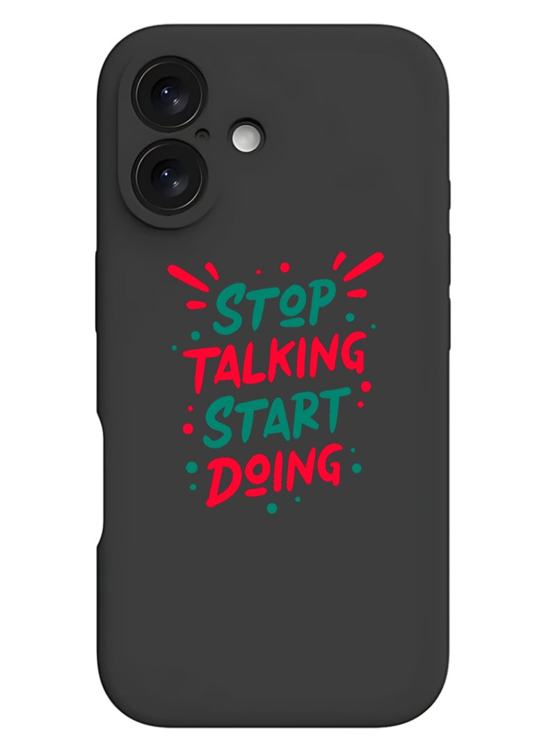 Theodor Protective Slim Fit Case Liquid Silicone Cover with Full Body Protection Anti-Scratch Shockproof Case For Apple iPhone 17 (Black) stop talking - Image 1