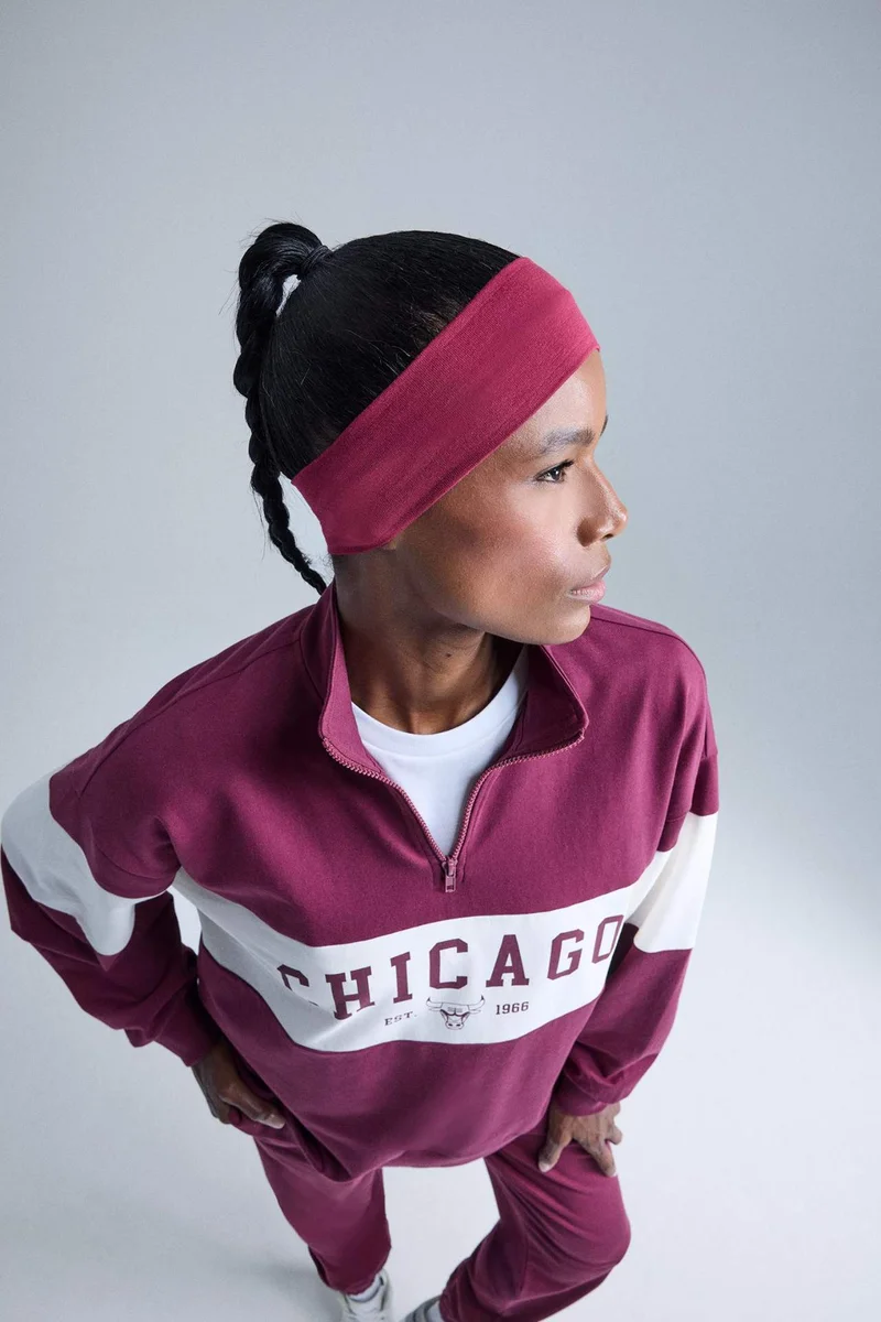 ديفاكتو DeFactoFit NBA Chicago Bulls Oversize Half Zippered Sweatshirt