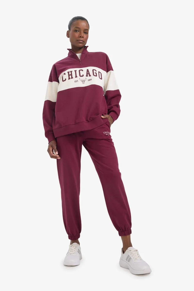 Defacto  DeFactoFit NBA Chicago Bulls Oversize Half Zippered Sweatshirt  | Best Price UAE