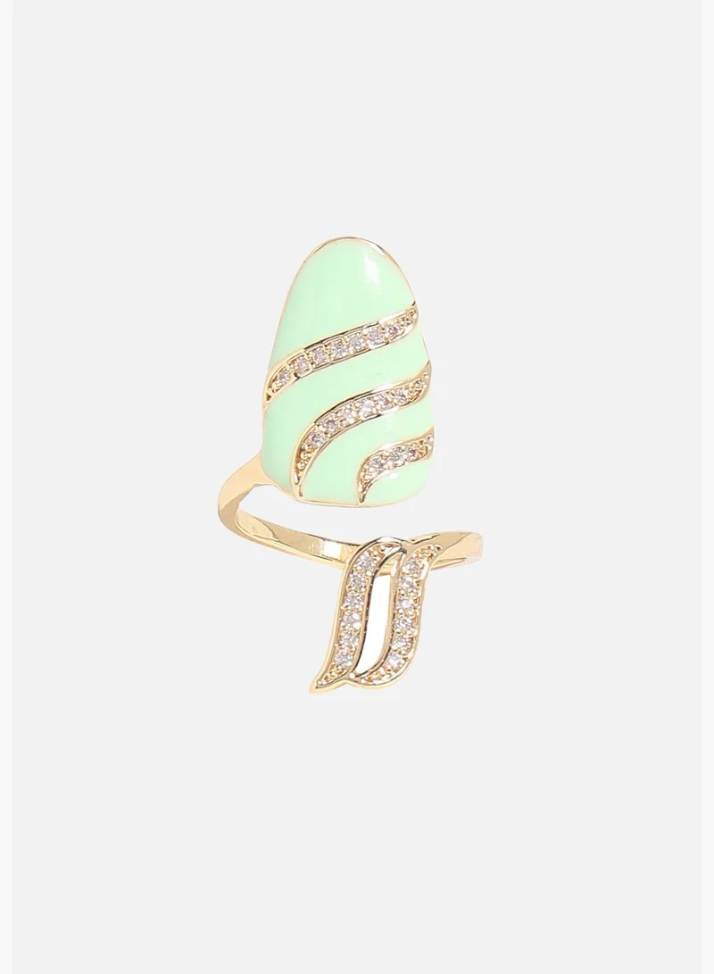 SOHI Gold Plated Designer Stone Western Wear Nail Ring For Women
