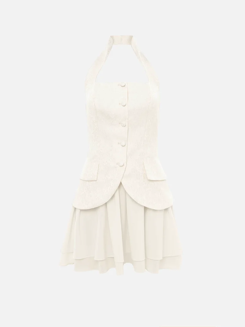 Lichi Mini dress with jacquard bodice and lightweight skirt