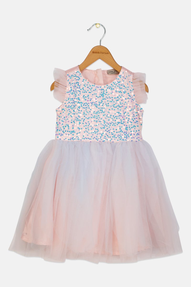 Lunamoon Toddlers Girl Metallic Party Dress, Pink - Image 1