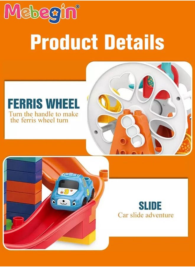 MEBEGIN 82 Pieces Dinosaur Ferris Wheel, Creative Buliding Blocks, Large Particle Building Set, Rotating Disc Slide Assembly Model Construction Kit, Classic Educational Toy, 30*23*32cm  - Image 3