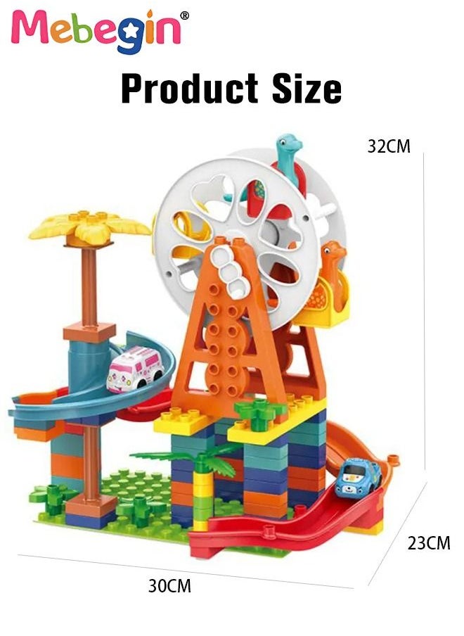 MEBEGIN 82 Pieces Dinosaur Ferris Wheel, Creative Buliding Blocks, Large Particle Building Set, Rotating Disc Slide Assembly Model Construction Kit, Classic Educational Toy, 30*23*32cm  - Image 4
