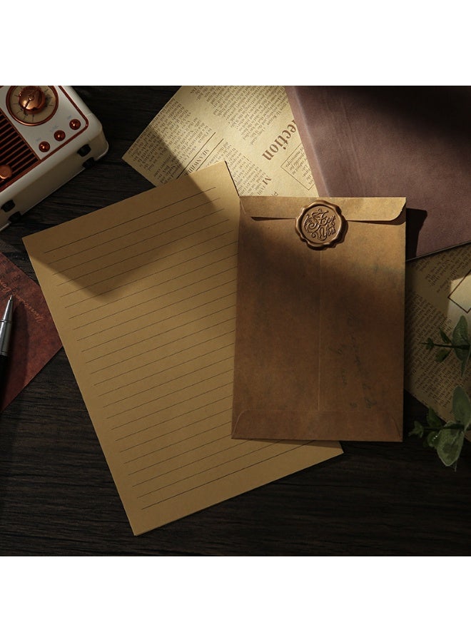 40-Piece Vintage Stationery Kit - 10 Linen Envelopes, 20 Writing Papers & 10 Wax Seals for Wedding Invitations, Thank You Cards & DIY Crafts (Classic Aesthetic) - Image 1