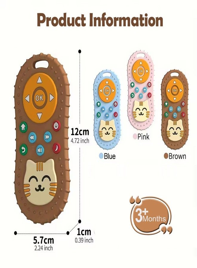 tekme Infant Cute Cat Silicone Baby Teether-Cat Remote Control Shape Food Grade Teething Toy For Babies-Sensory Teething Toy (Brown) - Image 3