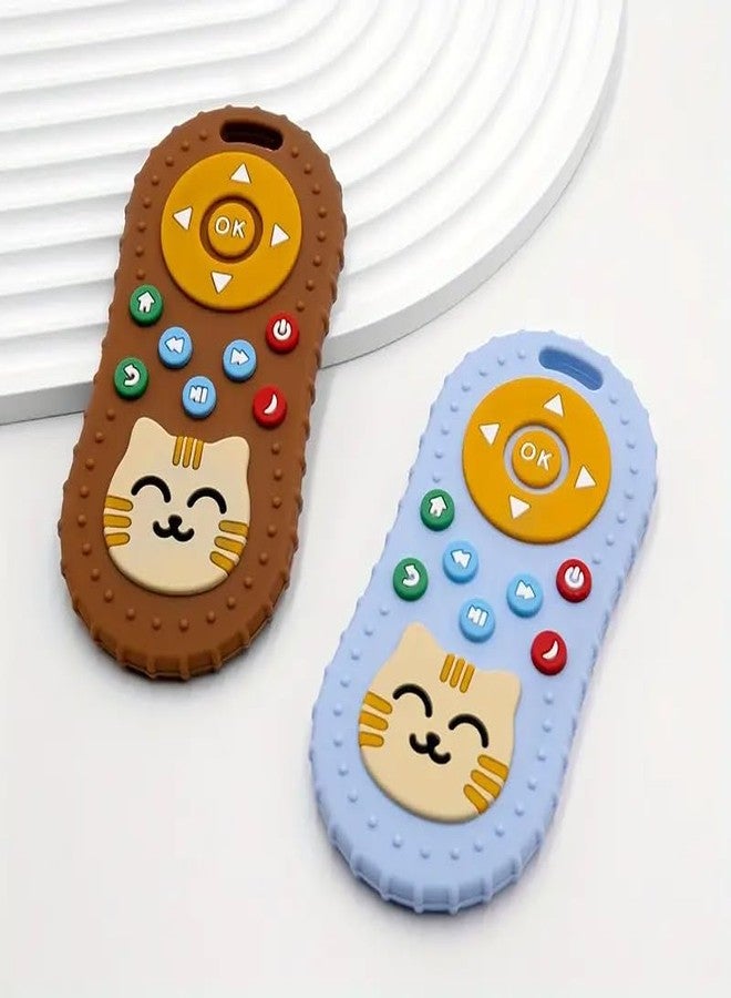 tekme Infant Cute Cat Silicone Baby Teether-Cat Remote Control Shape Food Grade Teething Toy For Babies-Sensory Teething Toy (Brown) - Image 4