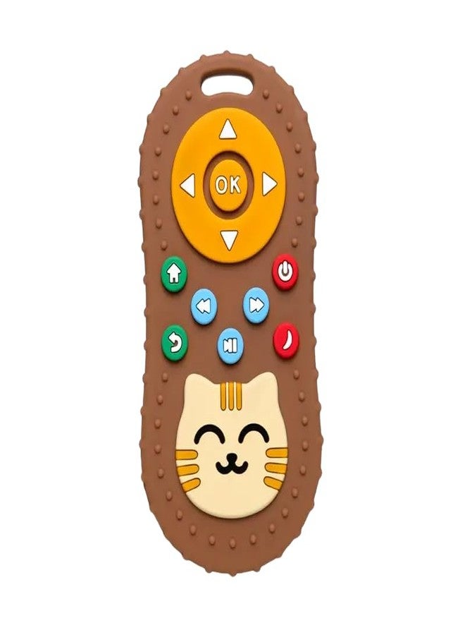 tekme Infant Cute Cat Silicone Baby Teether-Cat Remote Control Shape Food Grade Teething Toy For Babies-Sensory Teething Toy (Brown) - Image 1