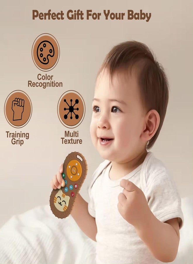 tekme Infant Cute Cat Silicone Baby Teether-Cat Remote Control Shape Food Grade Teething Toy For Babies-Sensory Teething Toy (Brown) - Image 5