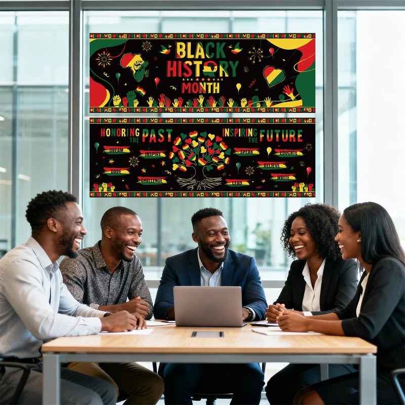 Sealmic Black History Month Banner Black History Decorations African American February Sign Bulletin Board Cutouts for Classroom for Wall Indoor Outdoor - Image 5