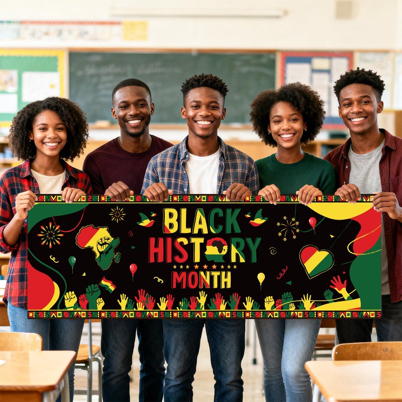 Sealmic Black History Month Banner Black History Decorations African American February Sign Bulletin Board Cutouts for Classroom for Wall Indoor Outdoor - Image 3