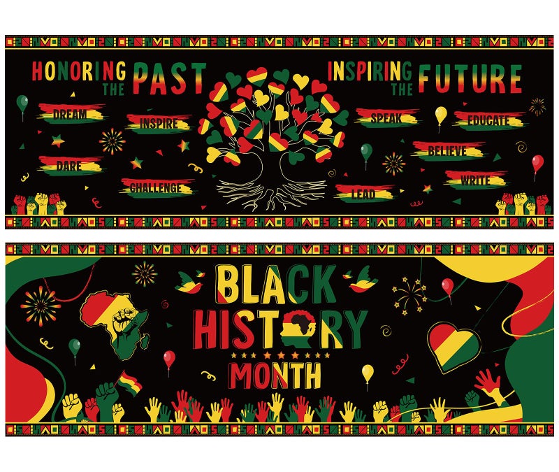 Sealmic Black History Month Banner Black History Decorations African American February Sign Bulletin Board Cutouts for Classroom for Wall Indoor Outdoor - Image 1
