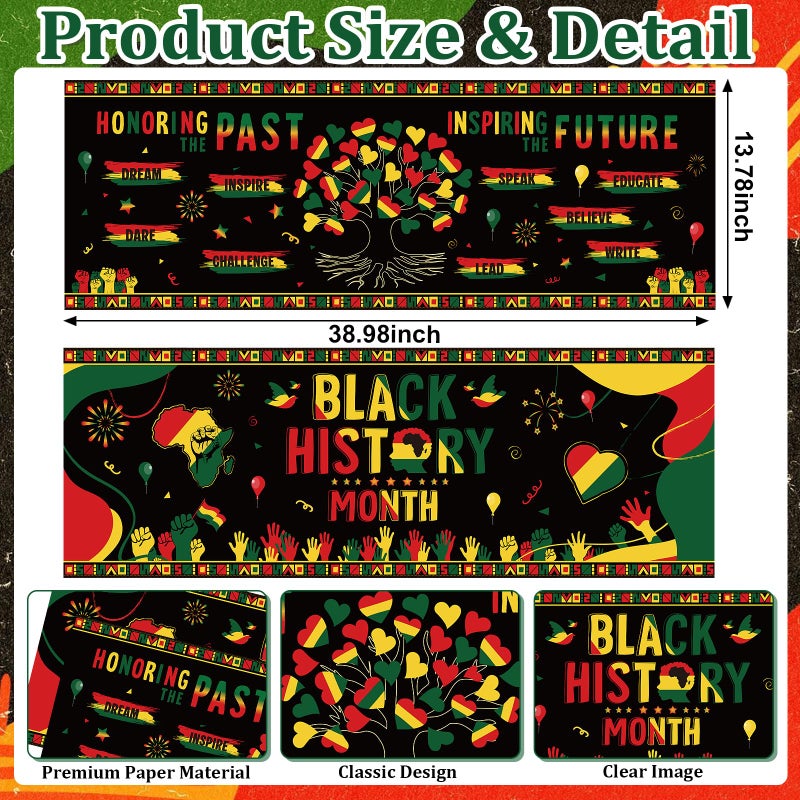 Sealmic Black History Month Banner Black History Decorations African American February Sign Bulletin Board Cutouts for Classroom for Wall Indoor Outdoor - Image 2