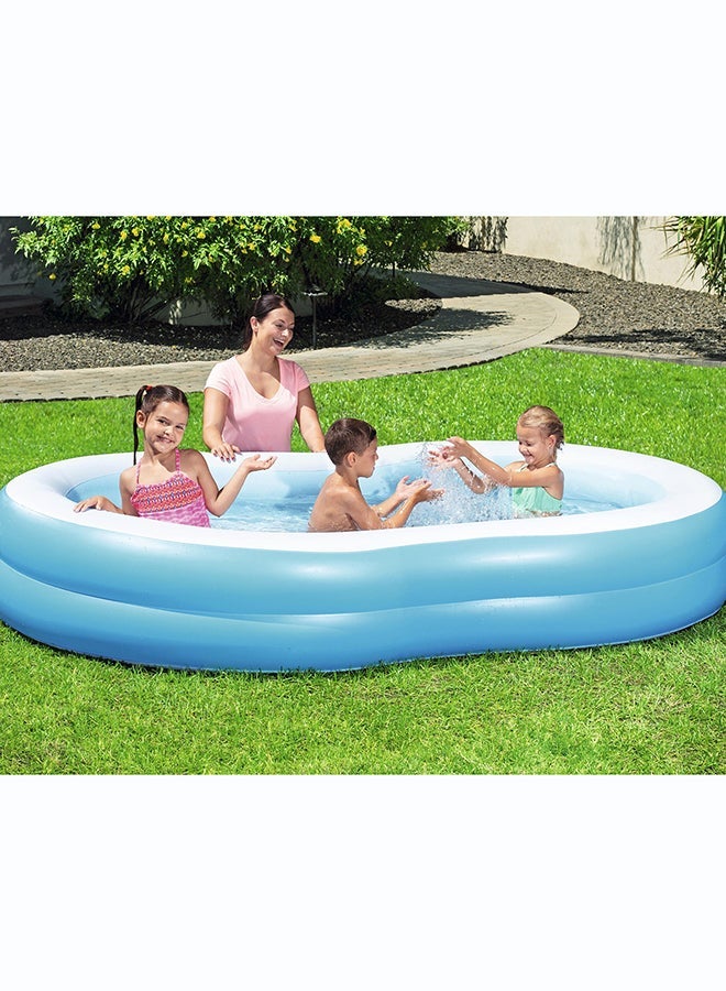 Bestway بيستواي 8'7" x 62" x 18"/2.62m x 1.57m x 46cm مسبح العائلة الكبير بحيرة لاغون، لعبة مائية قابلة للنفخ للاستخدام الخارجي للأطفال والعائلات، مصنوعة من مواد عالية الجودة ومتانة، تصميم سهل للنفخ والتفريغ - Image 1
