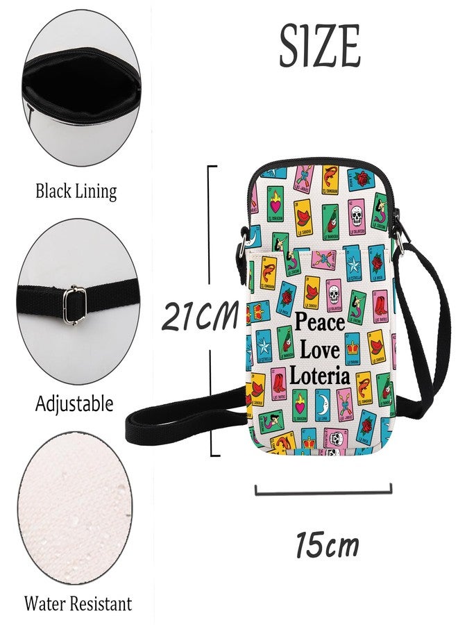 JXGZSO Mexican B Crossbody Bag Lottery Lover Gift Peace Love Loteria Shoulder Bag Mexican Loteria Game Bag - Image 2
