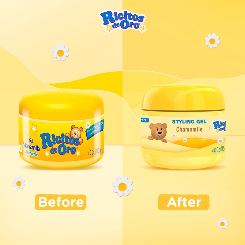 Ricitos de Oro جل تصفيف الشعر خالي من الكحول من ريسيتوس دي أورو بالبابونج 3 عبوات، لوشن جسم للأطفال بالعسل والأركان 2 عبوة للحصول على بشرة ناعمة - Image 3