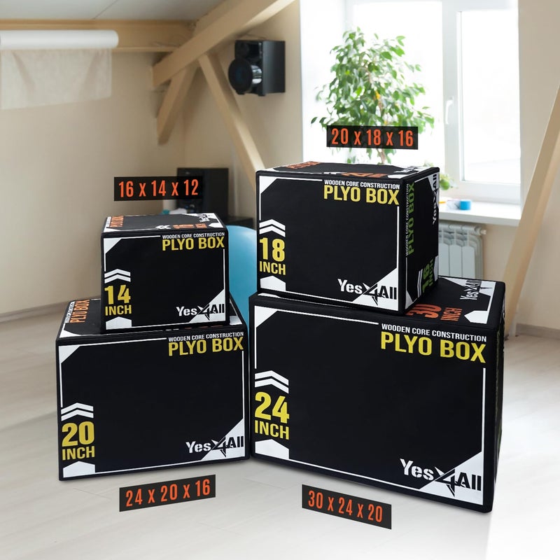 Yes4All 3-in-1 Soft-Padded Plyo Box With Wooden, Non-Slip Multi-Use Cushioned Plyometric Jump Box with Vinyl Cover for Jumping, Conditioning, Strength Training - 16x14x12 Inches - Image 5