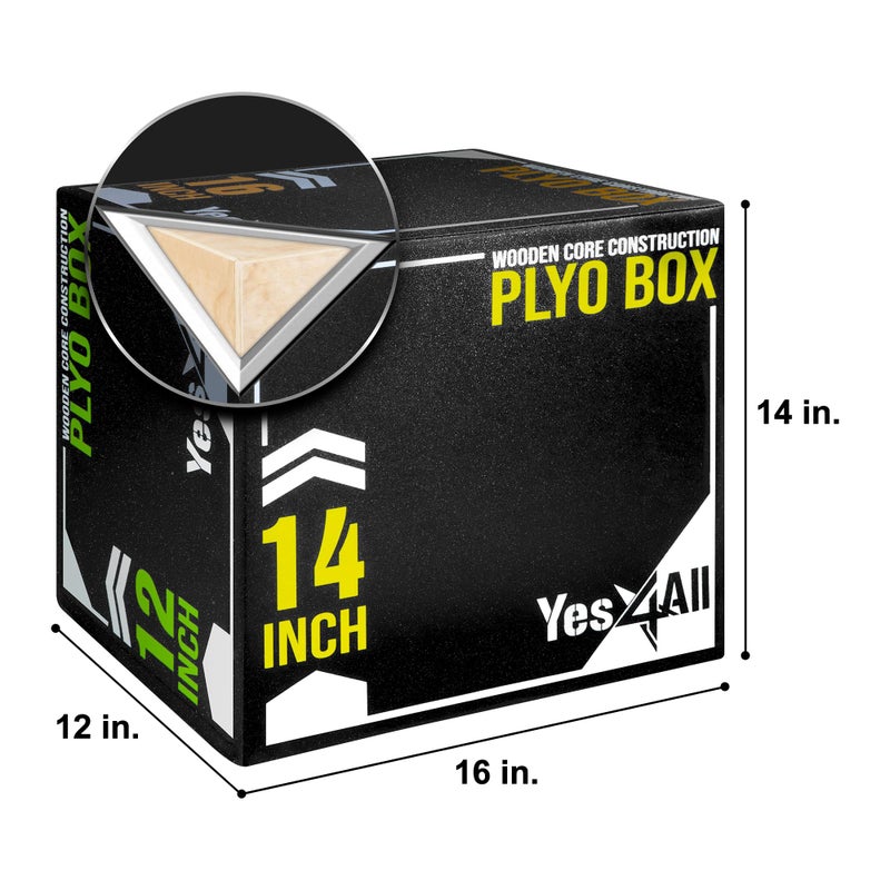 Yes4All 3-in-1 Soft-Padded Plyo Box With Wooden, Non-Slip Multi-Use Cushioned Plyometric Jump Box with Vinyl Cover for Jumping, Conditioning, Strength Training - 16x14x12 Inches - Image 3
