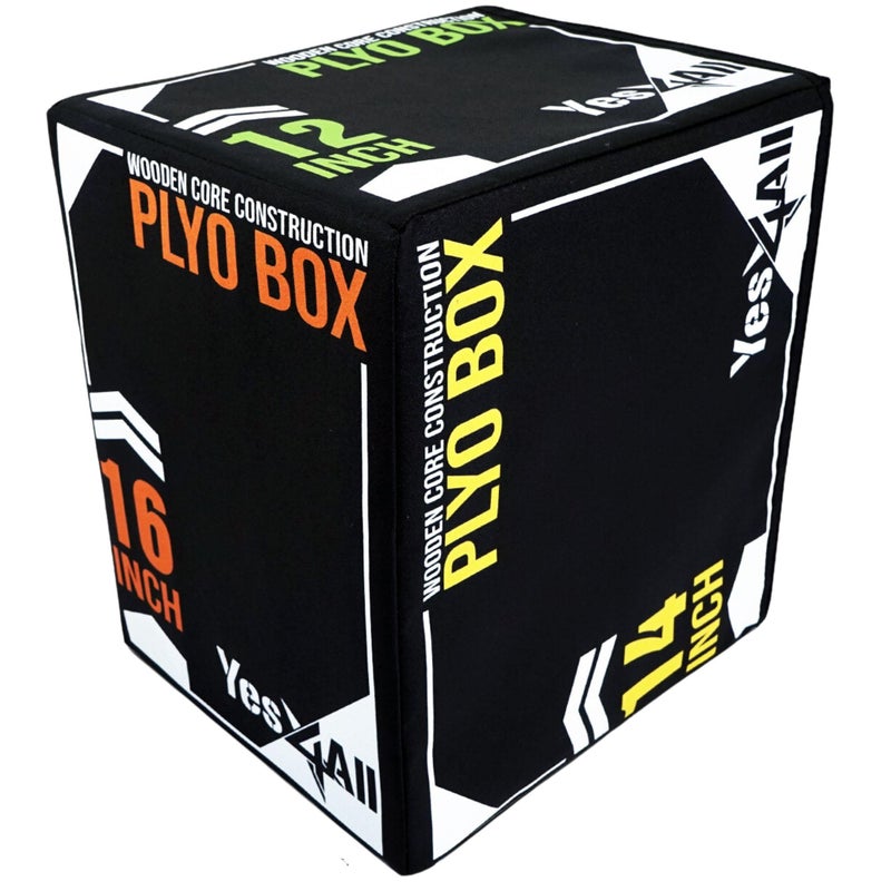 Yes4All 3-in-1 Soft-Padded Plyo Box With Wooden, Non-Slip Multi-Use Cushioned Plyometric Jump Box with Vinyl Cover for Jumping, Conditioning, Strength Training - 16x14x12 Inches - Image 1